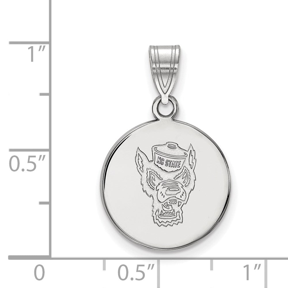 Sterling Silver Rhodium Plated Logoart North Carolina State University Wolf Medium Disc Pendant
