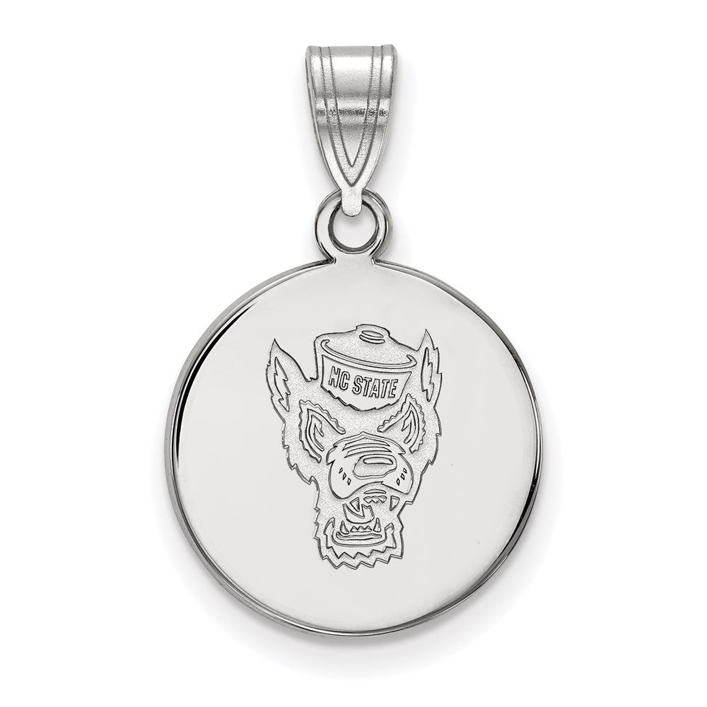 10K White Gold Logoart North Carolina State University Wolf Medium Disc Pendant