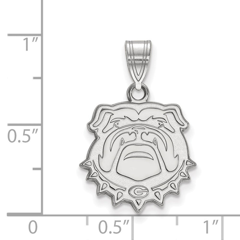 Sterling Silver Rhodium Plated Logoart University Of Georgia Bulldog Medium Pendant