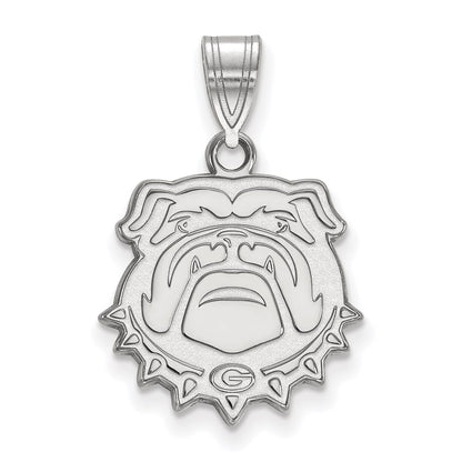 Sterling Silver Rhodium Plated Logoart University Of Georgia Bulldog Medium Pendant