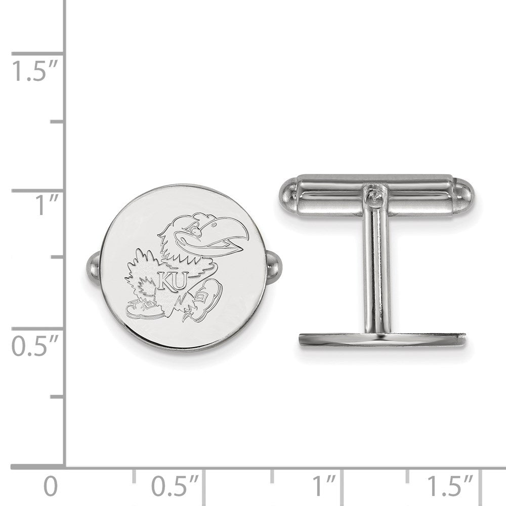 Sterling Silver Rhod-Pltd Logoart University of Kansas Cuff Links