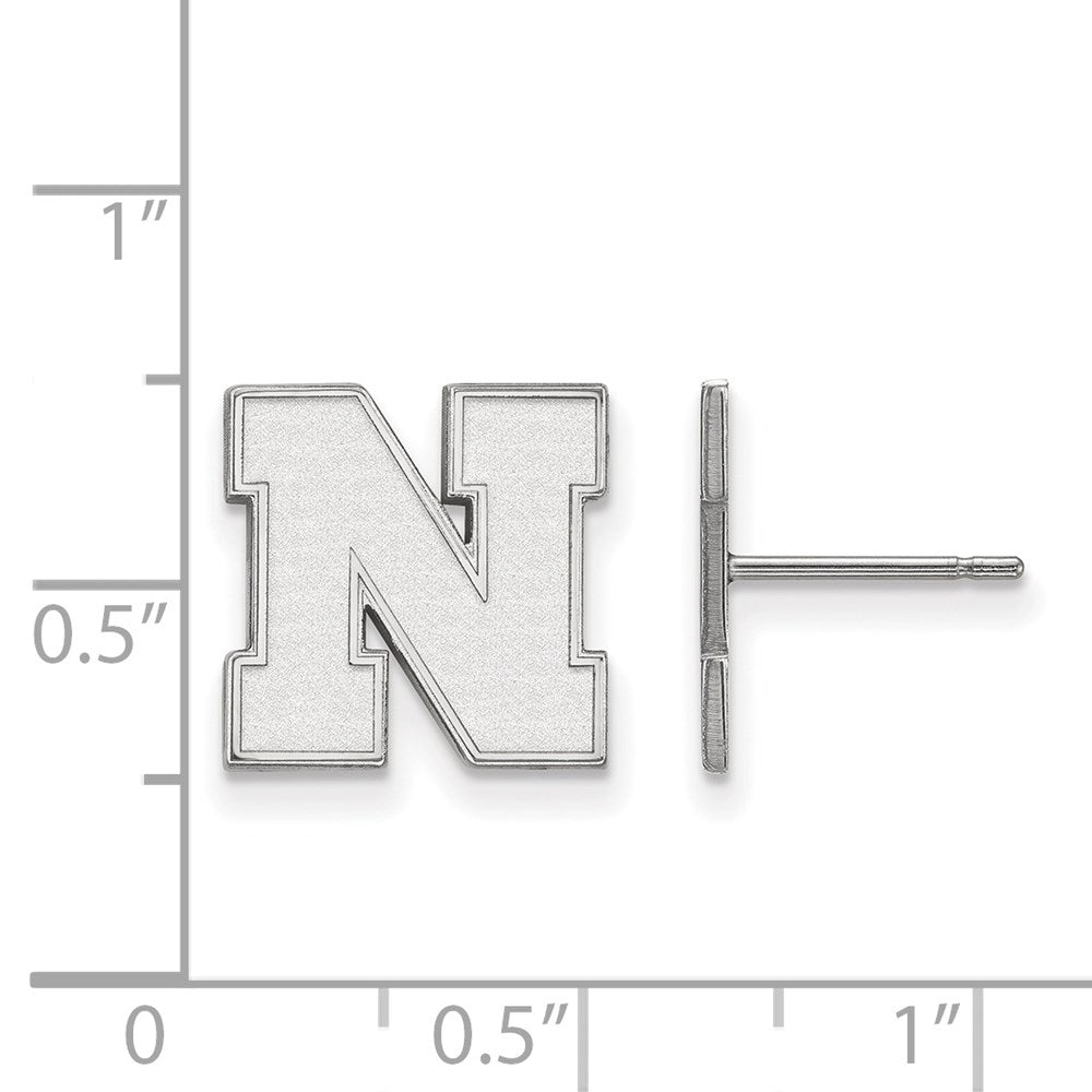 Sterling Silver Rhodium Plated Logoart University Of Nebraska Letter N Small Post Earrings