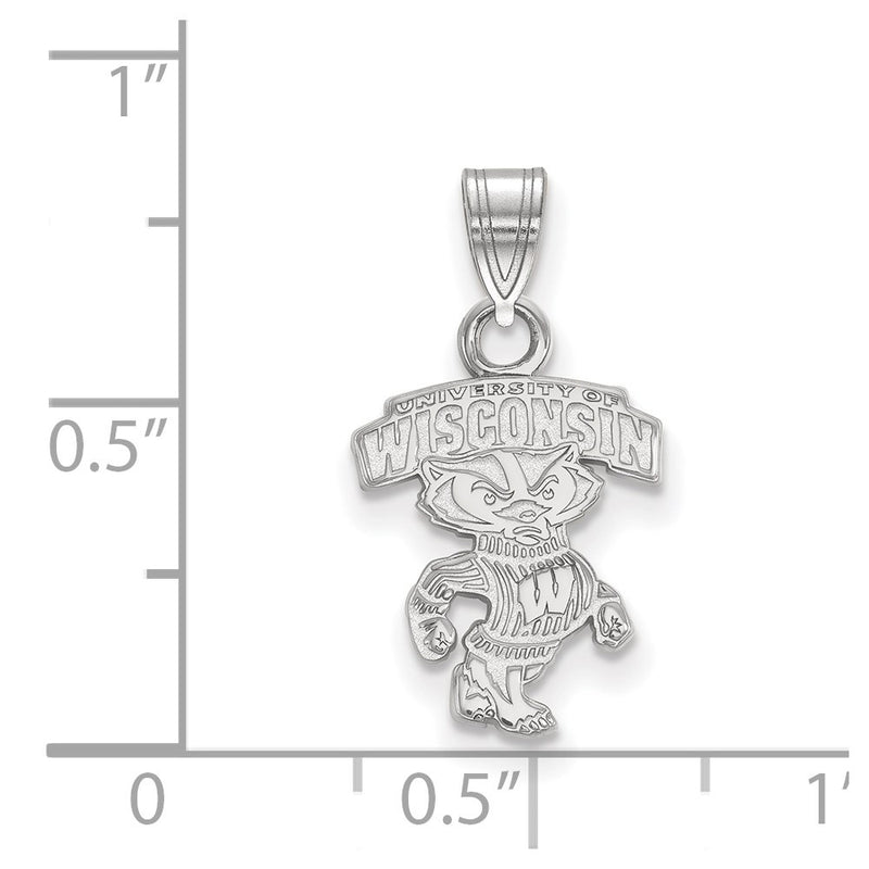 Sterling Silver Rhodium Plated Logoart University Of Wisconsin Small Pendant
