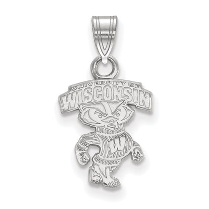 14K White Gold Logoart University Of Wisconsin Small Pendant