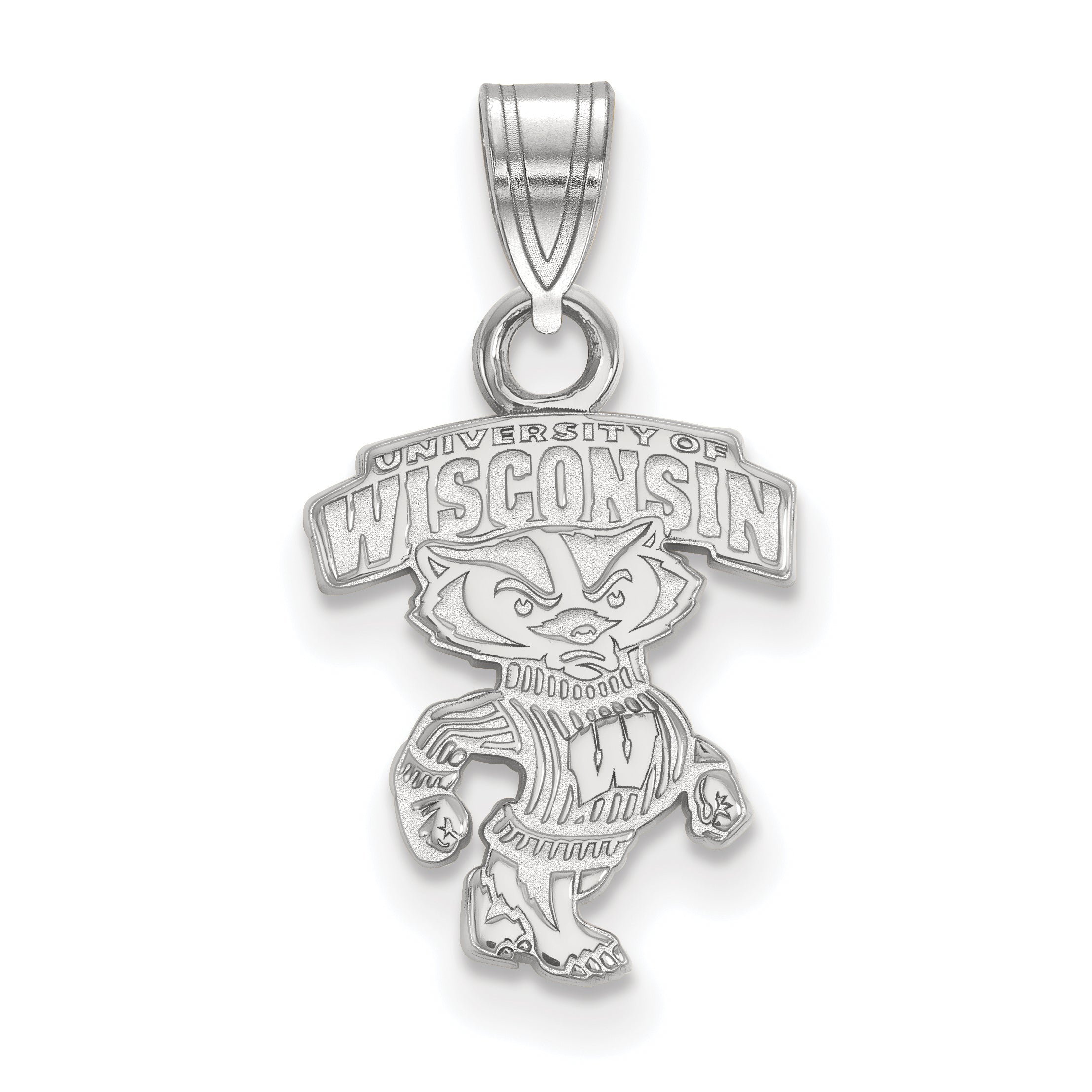 10K White Gold Logoart University Of Wisconsin Small Pendant