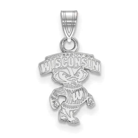 10K White Gold Logoart University Of Wisconsin Small Pendant