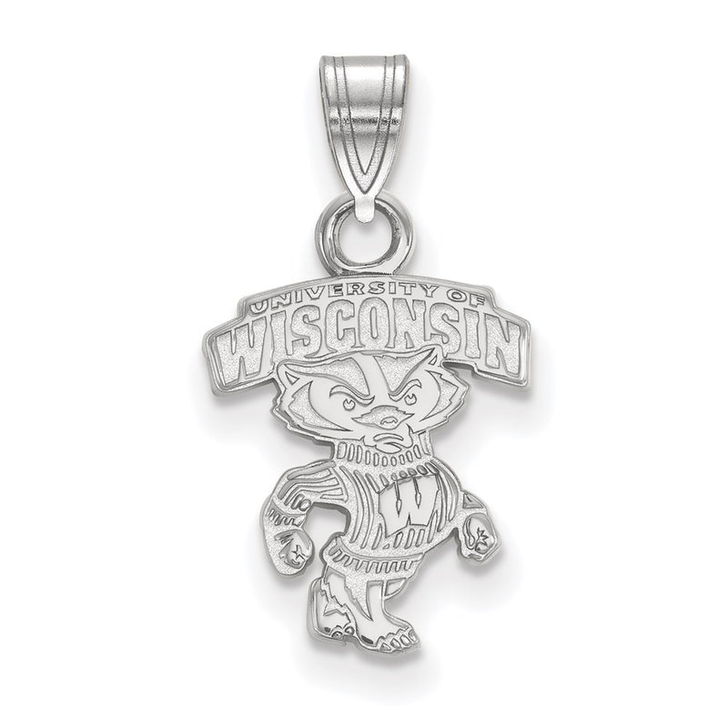10K White Gold Logoart University Of Wisconsin Small Pendant