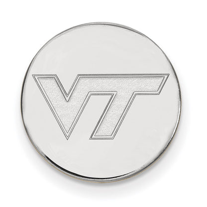 Sterling Silver Rhodium Plated Logoart Virginia Tech Black Leather Wallet