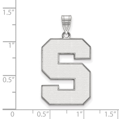 Sterling Silver Rhodium Plated Logoart Michigan State University Letter S Extra Large Enameled Pendant