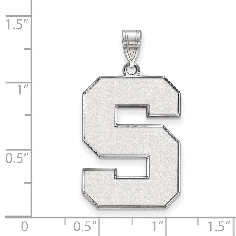 Sterling Silver Rhodium Plated Logoart Michigan State University Letter S Extra Large Enameled Pendant