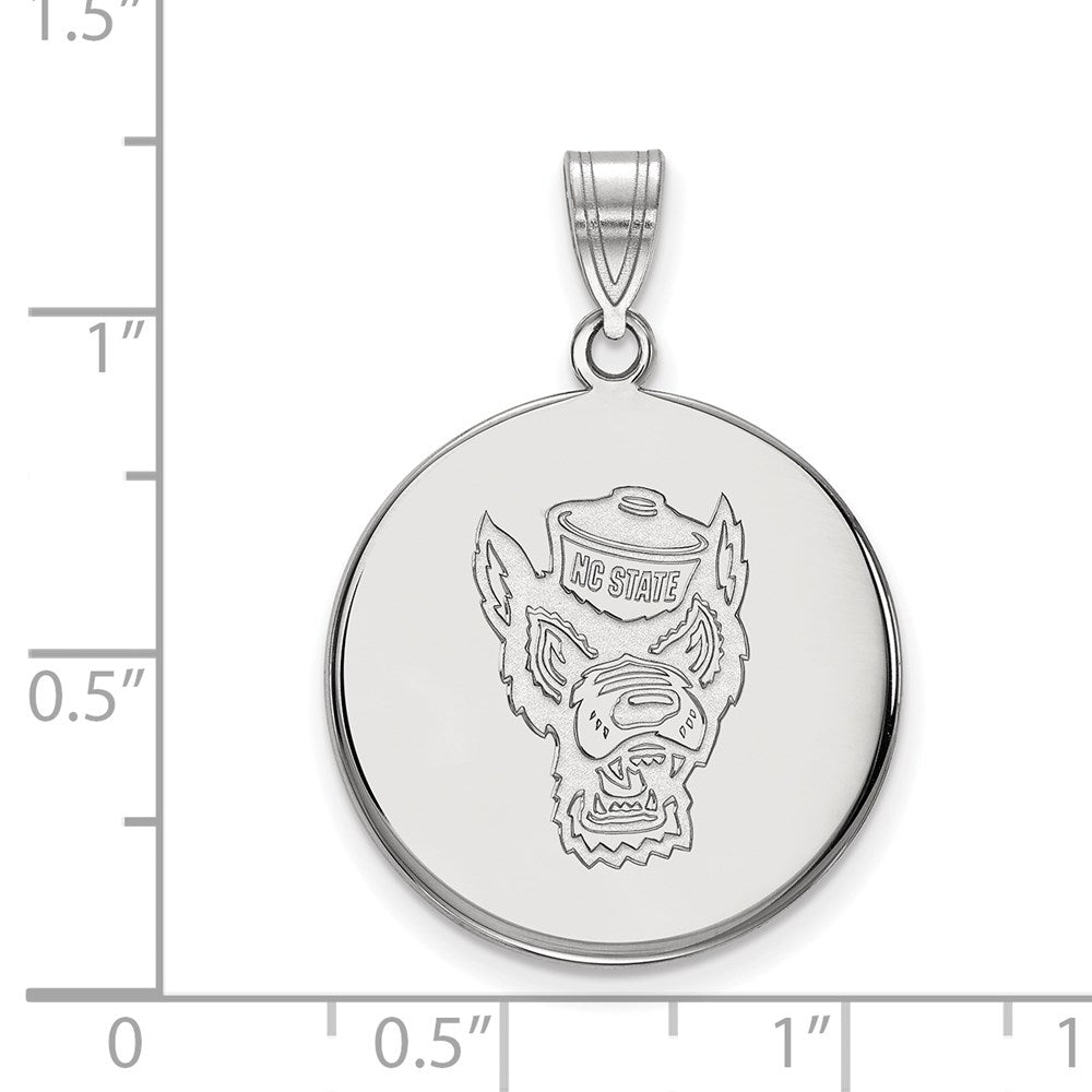 Sterling Silver Rhodium Plated Logoart North Carolina State University Wolf Large Disc Pendant