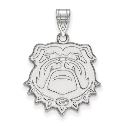 10K White Gold Logoart University Of Georgia Bulldog Large Pendant