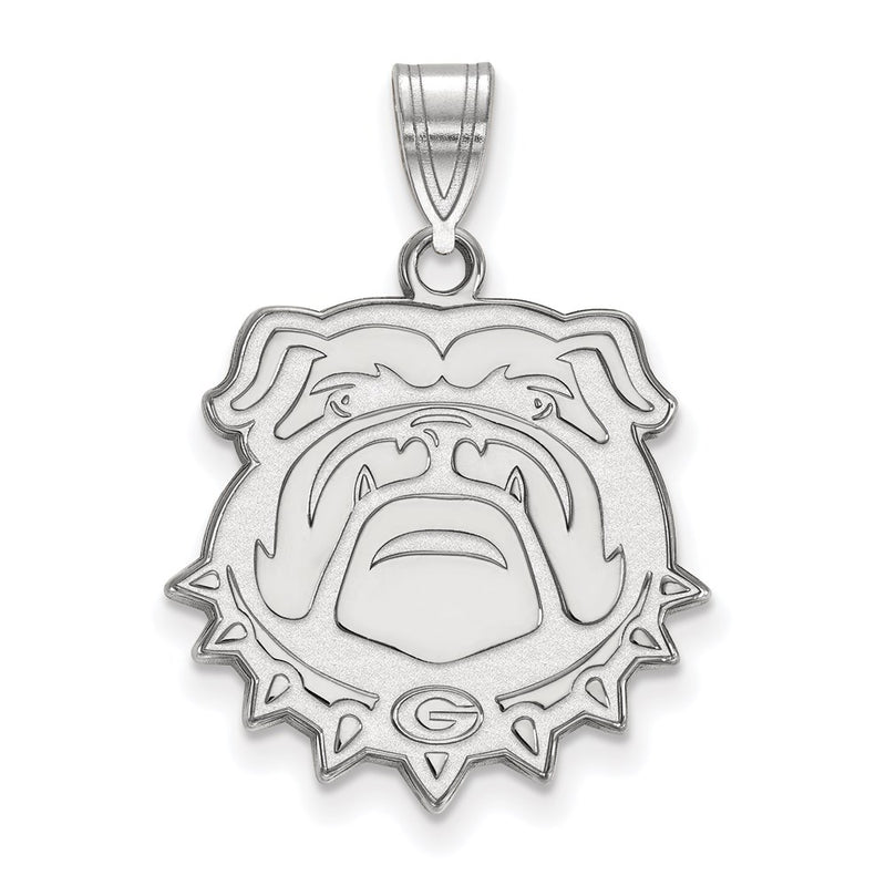 10K White Gold Logoart University Of Georgia Bulldog Large Pendant