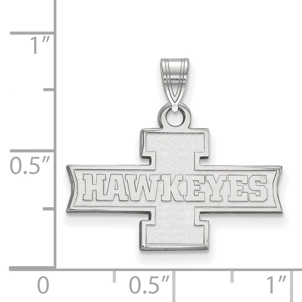 Sterling Silver Rhodium Plated Logoart University Of Iowa Hawkeyes Small Pendant