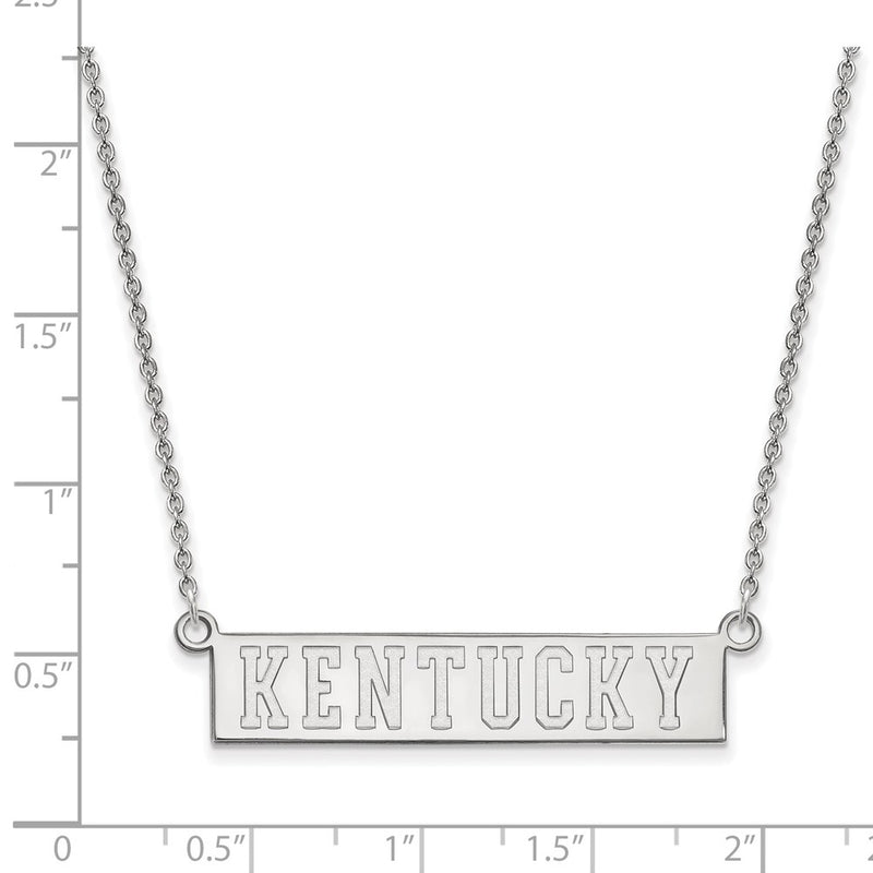 Sterling Silver Rhodium Plated Logoart University Of Kentucky Small Bar Pendant 18 Inch Necklace