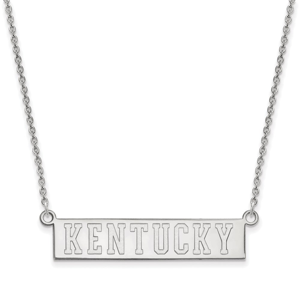 Sterling Silver Rhodium Plated Logoart University Of Kentucky Small Bar Pendant 18 Inch Necklace
