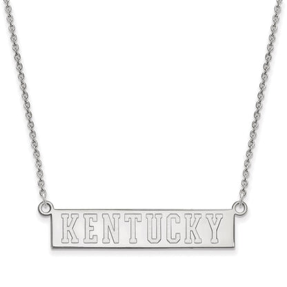 Sterling Silver Rhodium Plated Logoart University Of Kentucky Small Bar Pendant 18 Inch Necklace