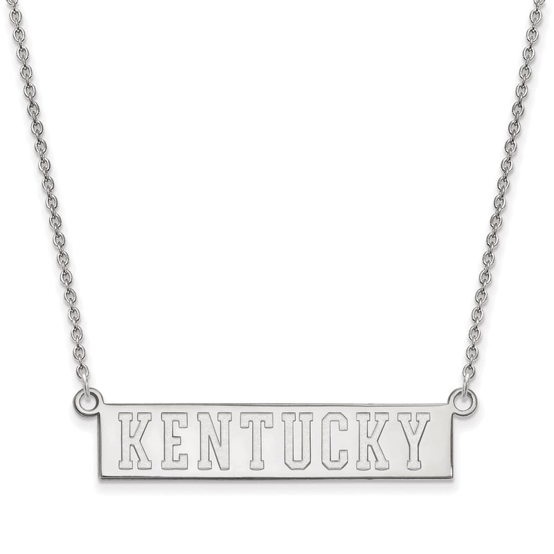 Sterling Silver Rhodium Plated Logoart University Of Kentucky Small Bar Pendant 18 Inch Necklace