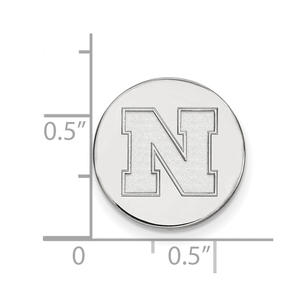 Sterling Silver Rhod-Pltd Logoart University of Nebraska Disc Lapel Pin