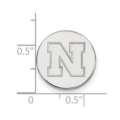 Sterling Silver Rhod-Pltd Logoart University of Nebraska Disc Lapel Pin