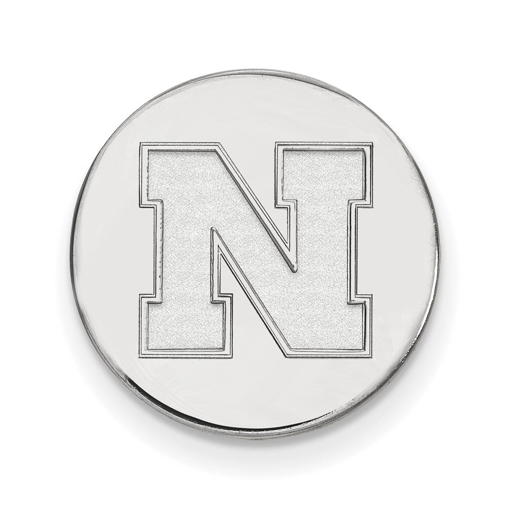 Sterling Silver Rhod-Pltd Logoart University of Nebraska Disc Lapel Pin
