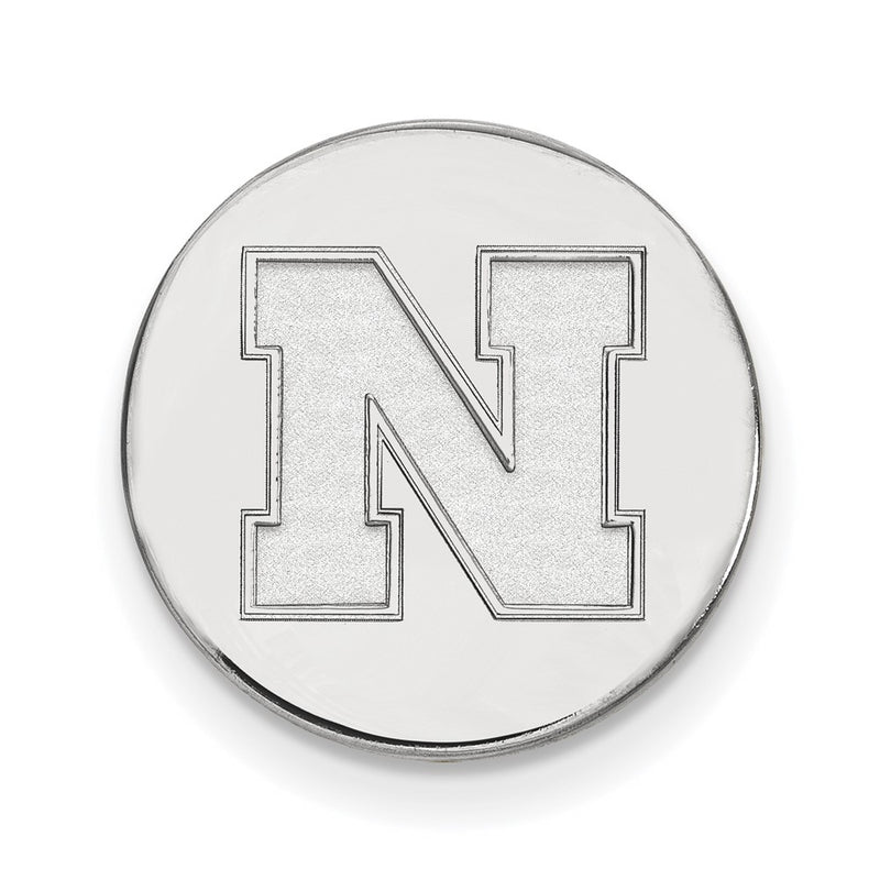 Sterling Silver Rhod-Pltd Logoart University of Nebraska Disc Lapel Pin