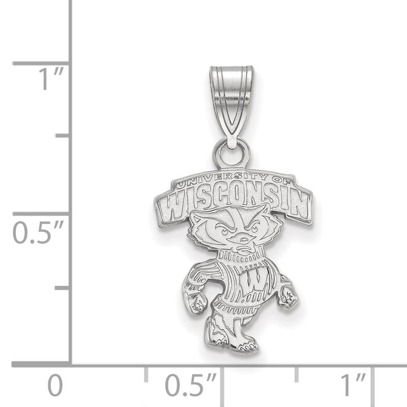 14K White Gold Logoart University Of Wisconsin Medium Pendant