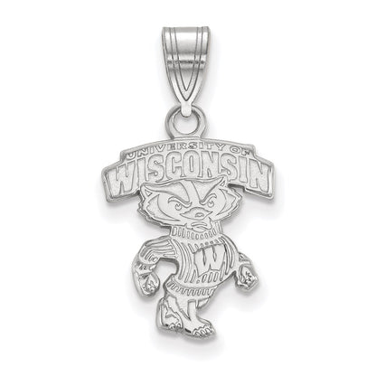10K White Gold Logoart University Of Wisconsin Medium Pendant