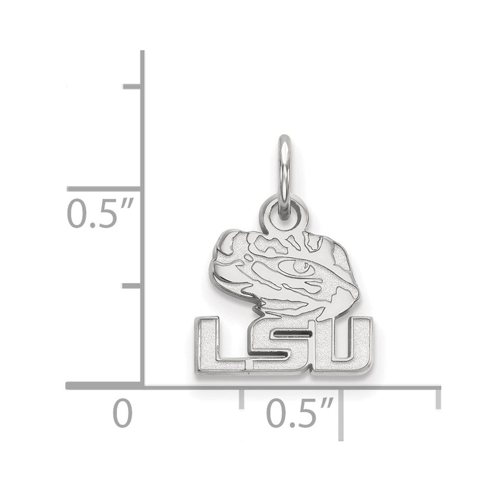 Sterling Silver Rhodium Plated Logoart Louisiana State University L S U Tiger Eye Extra Small Pendant