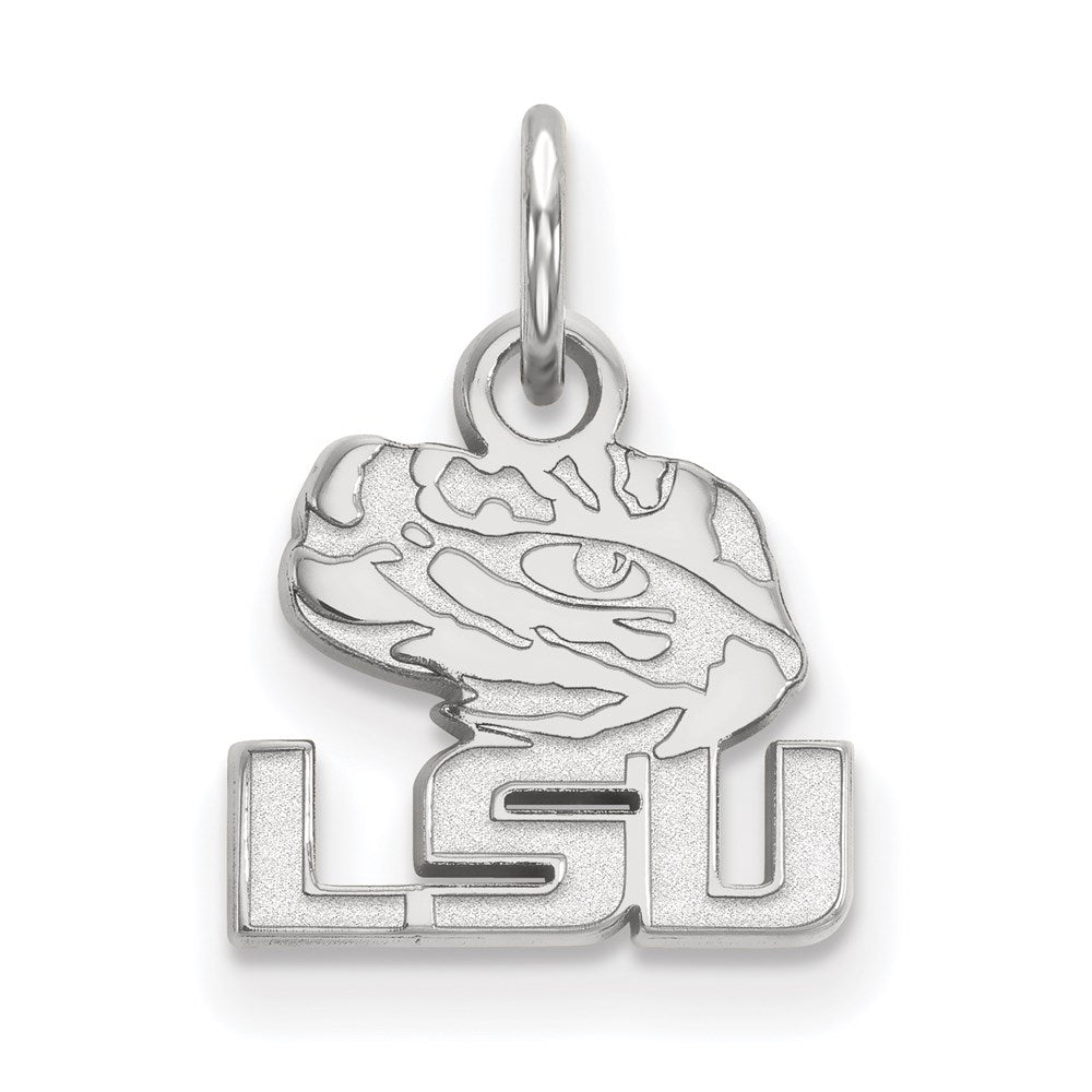14K White Gold Logoart Louisiana State University L S U Tiger Eye Extra Small Pendant
