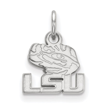 14K White Gold Logoart Louisiana State University L S U Tiger Eye Extra Small Pendant