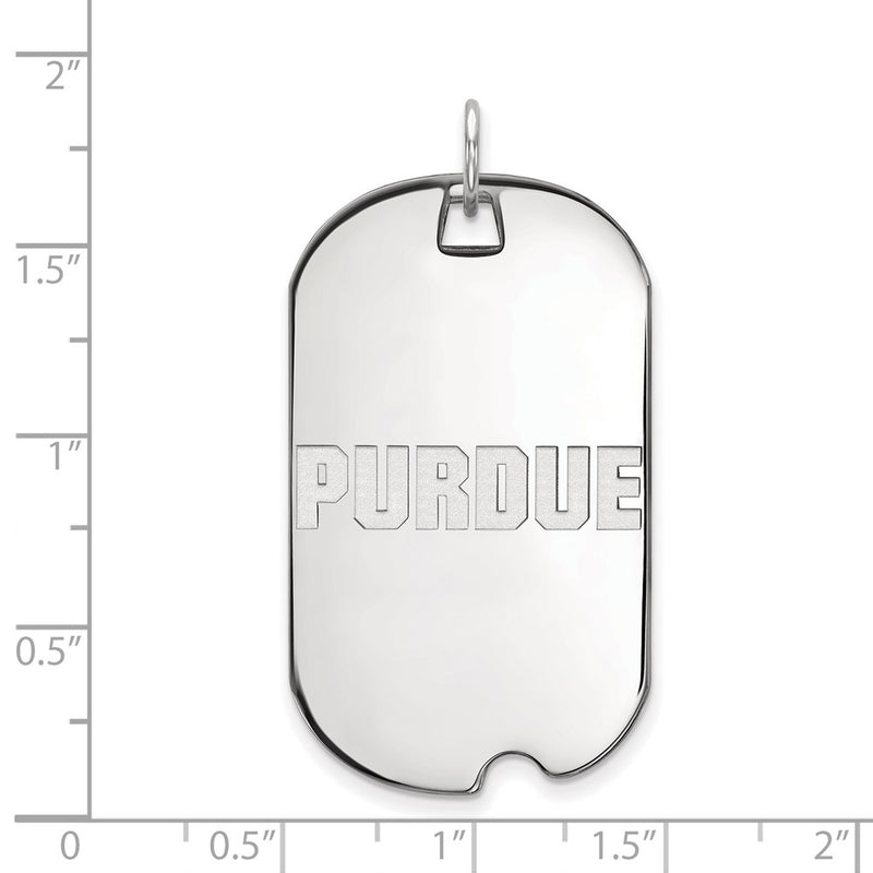 14K White Gold Logoart Purdue University Block Type Large Dog Tag Pendant