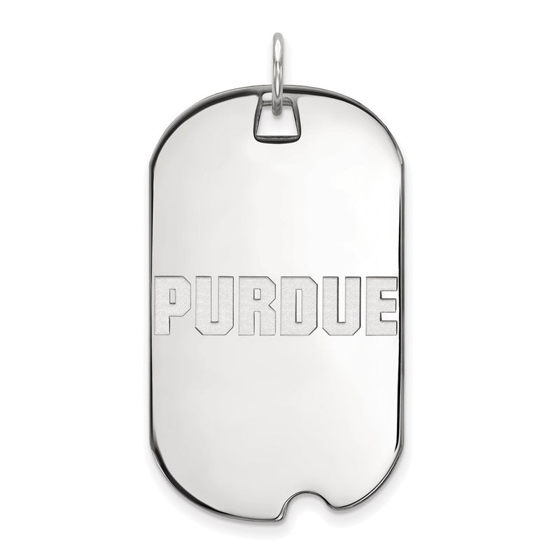 14K White Gold Logoart Purdue University Block Type Large Dog Tag Pendant