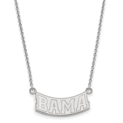 Sterling Silver Rhodium Plated Logoart University Of Alabama Small Pendant 18 Inch Necklace