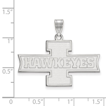 Sterling Silver Rhodium Plated Logoart University Of Iowa Hawkeyes Medium Pendant