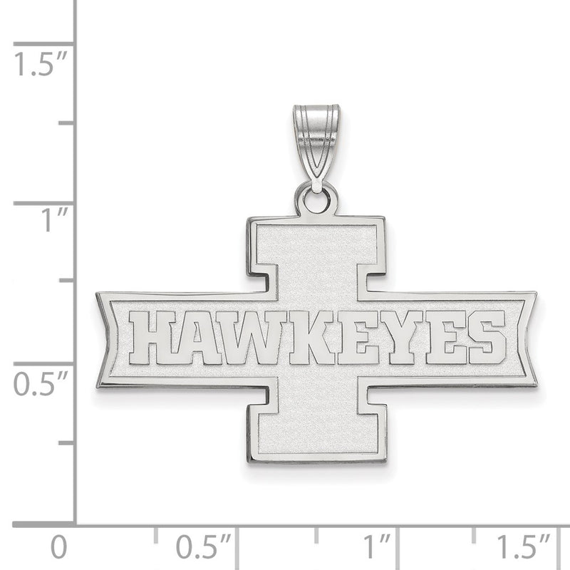 Sterling Silver Rhodium Plated Logoart University Of Iowa Hawkeyes Medium Pendant