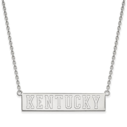 10K White Gold Logoart University Of Kentucky Large Bar Pendant 18 Inch Necklace
