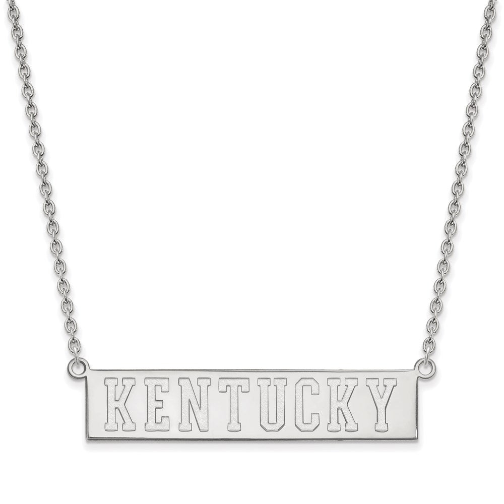14K White Gold Logoart University Of Kentucky Large Bar Pendant 18 Inch Necklace