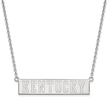 14K White Gold Logoart University Of Kentucky Large Bar Pendant 18 Inch Necklace