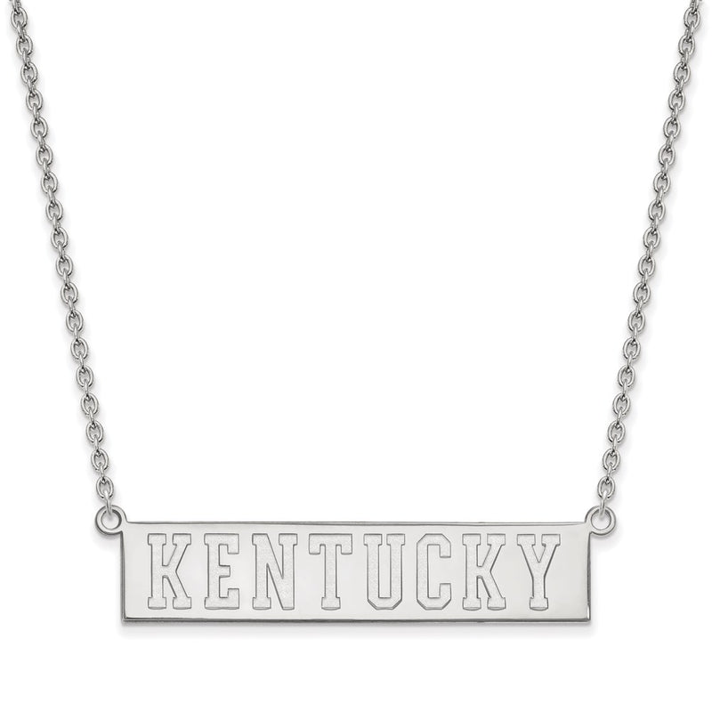 Sterling Silver Rhodium Plated Logoart University Of Kentucky Large Bar Pendant 18 Inch Necklace