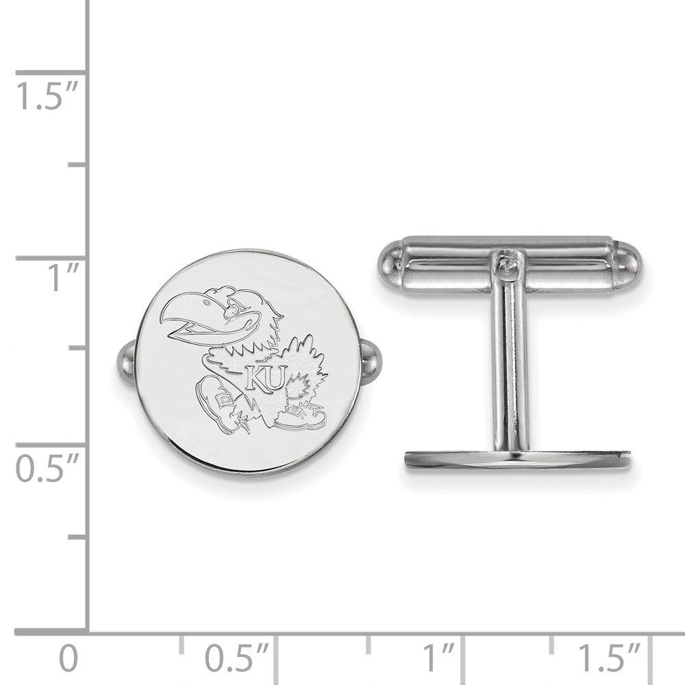 Sterling Silver Rhod-Pltd Logoart University of Kansas Cuff Links