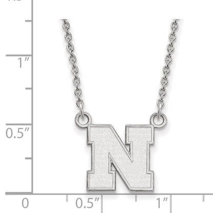 14K White Gold Logoart University Of Nebraska Letter N Small Pendant 18 Inch Necklace