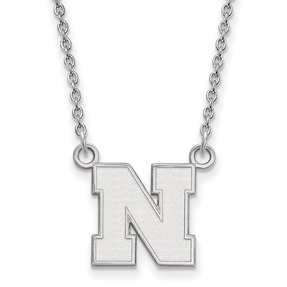 14K White Gold Logoart University Of Nebraska Letter N Small Pendant 18 Inch Necklace