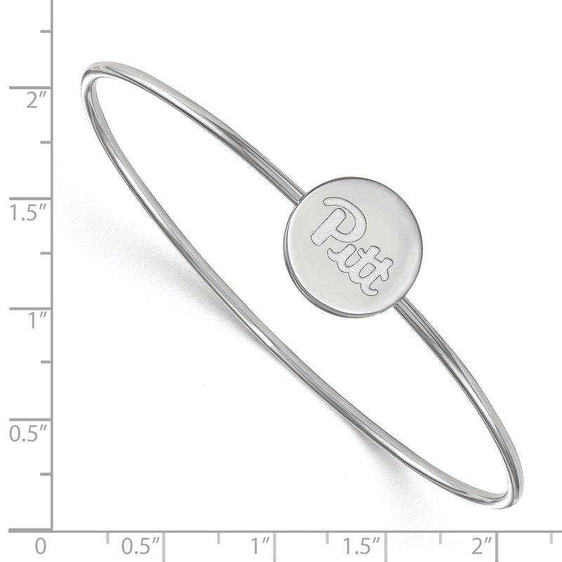 Sterling Silver Rh Plated Logoart University Of Pittsburgh Wire Bangle