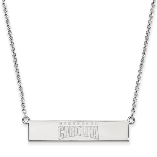 Sterling Silver Rhodium Plated Logoart University Of South Carolina Small Bar 18 Inch Necklace