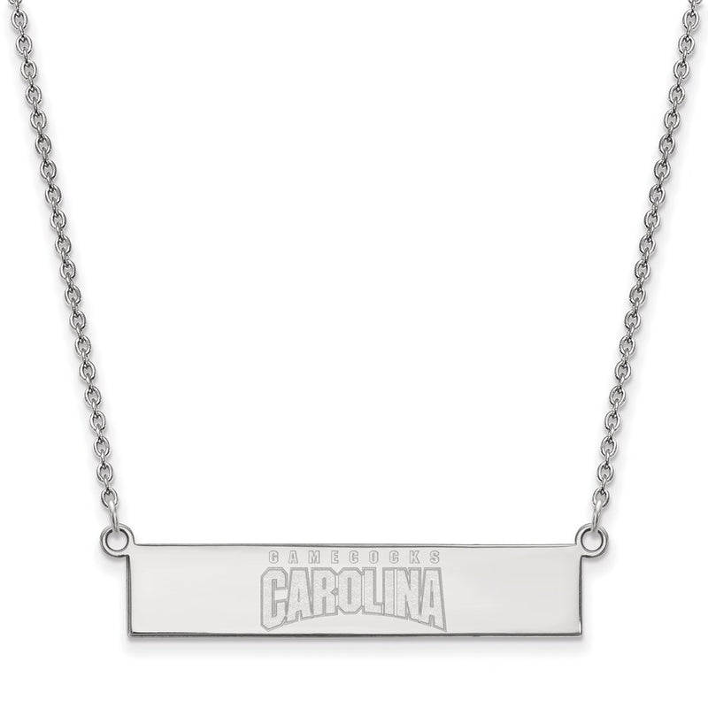 Sterling Silver Rhodium Plated Logoart University Of South Carolina Small Bar 18 Inch Necklace