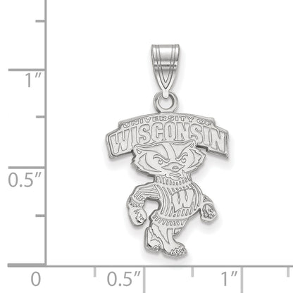10K White Gold Logoart University Of Wisconsin Large Pendant