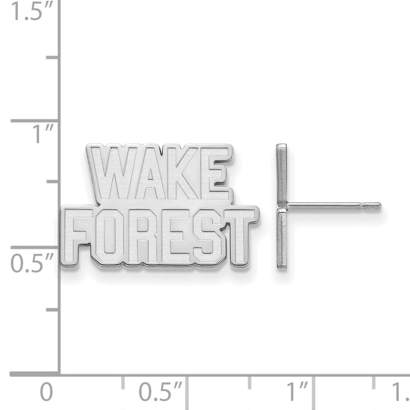 Sterling Silver Rhodium Plated Logoart Wake Forest University W F Small Post Earrings