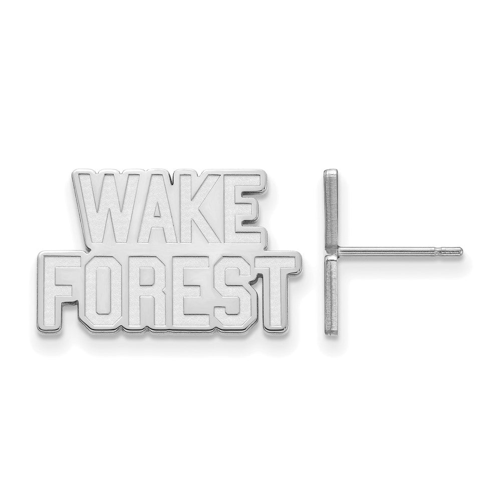Sterling Silver Rhodium Plated Logoart Wake Forest University W F Small Post Earrings