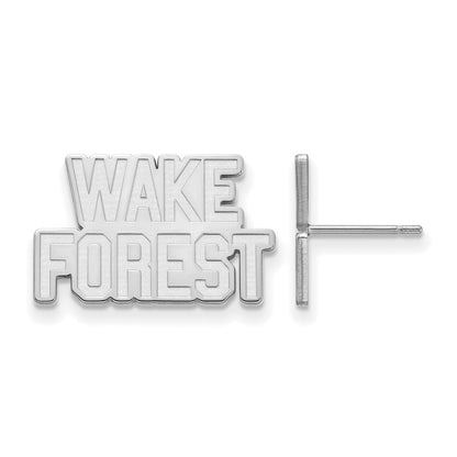 Sterling Silver Rhodium Plated Logoart Wake Forest University W F Small Post Earrings